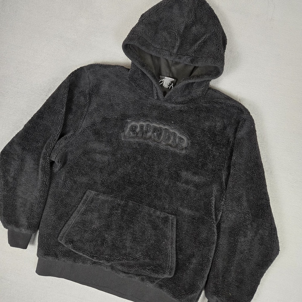 Rip N Dip Bubble Black Sherpa Hoodie‎ Mens Medium Pullover Fuzzy Cozy Warm Logo